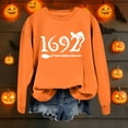 thumbnail image 5 of Womens Halloween Crewneck Sweatshirts Fall 1692 Ghost Printed Long Sleeve Pullover Tops Fashion Casual Relaxed Fit Blouses Z004-Orange L, 5 of 5