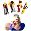 OZS 4 pcs Baby Wrist Foot Rattle Bands and Socks Set Bee Ladybug Wrist Bands Socks Development Toy for Newborn Baby