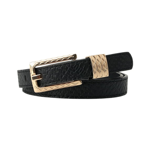 SWSMCLT Women's Metal Belt Vintage Summer Fashion Faux Leather Spring Adjustable Belts Groove Belt Casual Black X-Small-Large