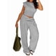 thumbnail image 2 of Conjuntos de 2 Piezas para Mujer,Conjuntos de Estar por Casa,Camisetas Sin Mangas con Mangas ,Pantalones de Pierna ,Conjuntos de Chándal,Conjuntos A Juego. Gris Plata XL, 2 of 9