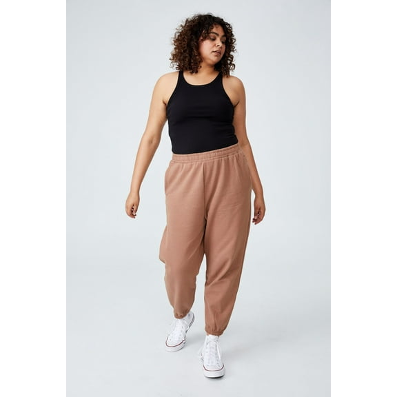 Cotton On Women’s Trendy Plus High Rise Sweatpants, Brown/14W