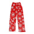 thumbnail image 4 of Women's Christmas Printed Plush Pants, Full Length Long Trousers for Winter Casual Wear, Soft and Warm Fleece Material with Festive Design for Women,Red,M, 4 of 4