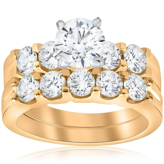 Pompeii 2 3/4 ct Diamond Engagement Wedding Ring Set 14k Yellow Gold Lab Grown (FG,VS)