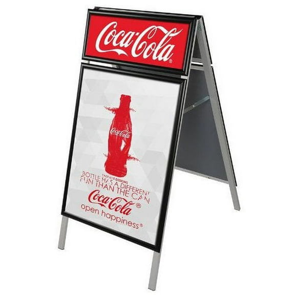 M&T Displays UAB2550B22X5000 22'w x 28'h A Frame Board Sidewalk Sign with Header Black Aluminum PS Backing