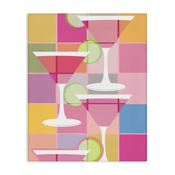 Stupell Industries Cocktail Squares Design Food & Beverage Painting Wrapped Canvas Art Print Wall Art, 16 x 20