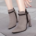 thumbnail image 2 of 1 par de botas cortas para mujer, botines de moda para dama, elegantes zapatos de tacón grueso, 2 of 5