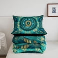 thumbnail image 5 of meiyoeat Teal Peacock Pattern Queen Comforter Set For Adults,Vintage Boho Art Comforter Sets Queen For Women,Black Reversible,3 Pieces, 5 of 7