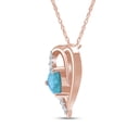 thumbnail image 3 of AFFY Blue Aquamarine & White CZ Womens Heart Pendant Necklace 14K Rose Gold Over 925 Sterling Silver, 3 of 7