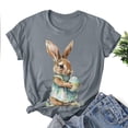 thumbnail image 2 of ZQUUVOU Easter Shirts For Women Funny Bunny Print Short Sleeve T Shirt For Easter Day Tops B-Gray, 2 of 4