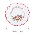 thumbnail image 3 of Cififendec Christmas Embroidered Placemat, 11.81", Christmas Scalloped Edge Table Mat for Candle Centerpiece Arranging and Tabletop Decoration, 3 of 7