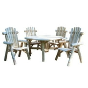 Contoured Comfort Cedar log 47" Roundabout Table/ 4 Chair Set