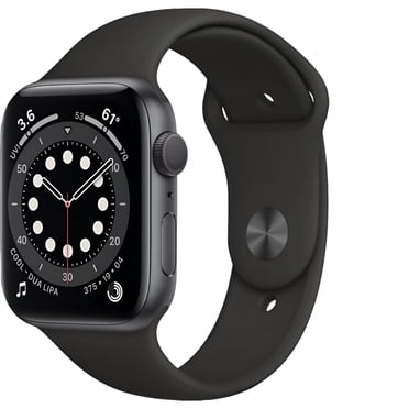 Restored Apple Watch Gen 6 Series 6 44mm Space Gray Aluminum - Black Sport Band M00H3VC/A (Refurbished)