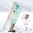 thumbnail image 2 of For Motorola Moto G Stylus 4G 2022 Marble Patterned Case with Card Holder, Back Folio Kickstand PU Leather + Soft Crystal Bumper Edge, Magnetic Clasp Back Cover,Green, 2 of 6