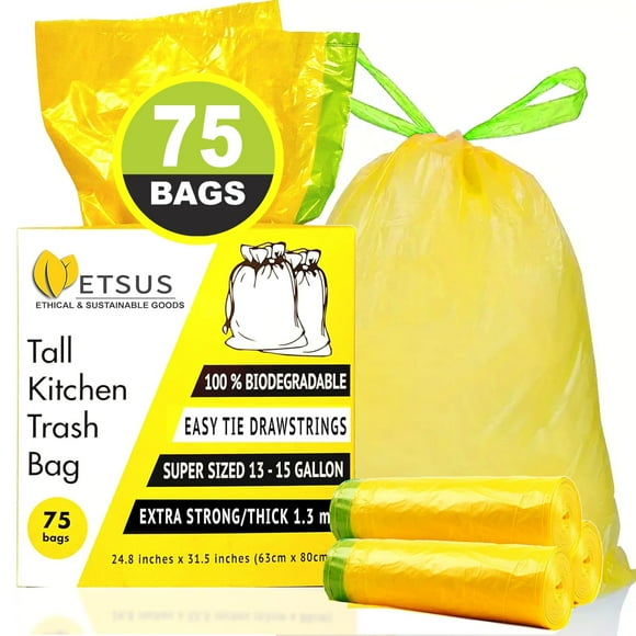 Bolsas de basura ETSUS biodegradables de 50 litros para 13 galones, 75 unidades