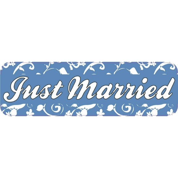 10in x 3in Just Married Wedding Vinyl Bumper Sticker Decal Car Window Stickers Decals