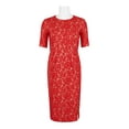thumbnail image 2 of Taylor Crew Neck Short Sleeve Bodycon Zipper Back Floral Lace Dress-RED / 10, 2 of 3