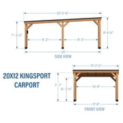 Backyard Discovery Kingsport 20x12 Cedar Wood Carport, Galvanized Steel Roof, PowerPort