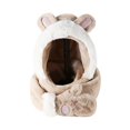 thumbnail image 2 of Women'S Hooded Scarf with Glove Pockets Hoodie Hat Cute Animal Soft Warm Winter Plush Hat Khaki, 2 of 7