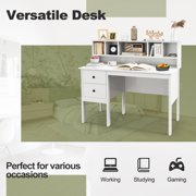 Topbuy Computer Desk Studying Writing Desk Workstation w/Storage Shelf & Drawers for Home Office