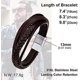 thumbnail image 3 of Pulsera de hombre de 21 cm, pulsera de cuero marrón para hombre, pulsera impermeable, pulsera para novio, esposo, padre, hijo, regalo de cumpleaños de Navidad y Año Nuevo, 3 of 5