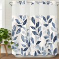 thumbnail image 3 of Navy Blue Botanical No Hook Shower Curtain Waterproof,Bathroom Curtains with Snap in Liners and See Through Top Window,Pastoral Spring Leaves Watercolor Hotel Style Bathtub Curtains Shower 72"Wx78"L, 3 of 8