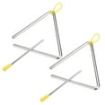 thumbnail image 1 of Unique Bargains 14' Musical Steel Triangle Percussion, 2 Pcs with Stick for Drum Set, 1 of 4