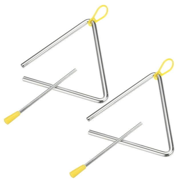 Unique Bargains 14' Musical Steel Triangle Percussion, 2 Pcs with Stick for Drum Set
