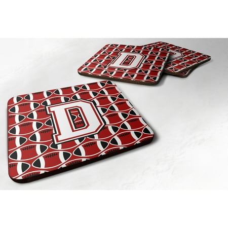 

Carolines Treasures CJ1082-DFC Letter D Football Cardinal and White Foam Coaster Set of 4 3 1/2 x 3 1/2 multicolor