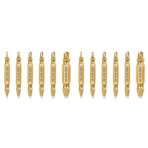 12PC Damaged Screw Extractor Kit,Stripped Screw Extractor Set for Easily and Quickly Remover Common Sizes of Broken Tool,2 set x stripped screw remover,Gold