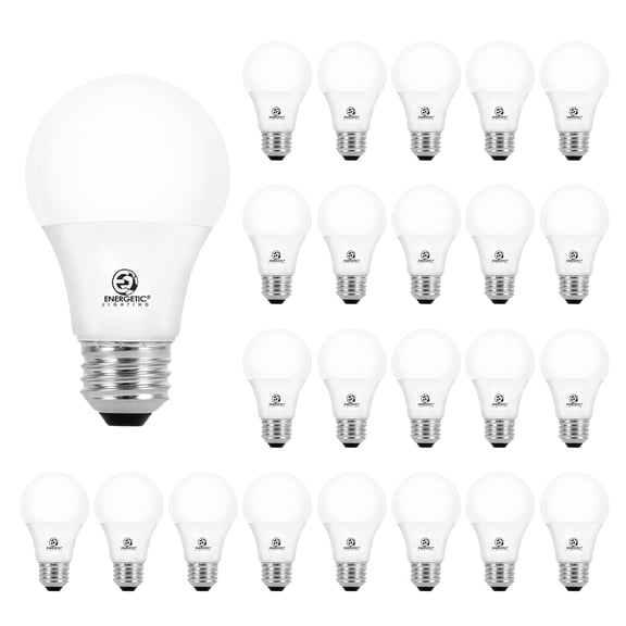 Energetic LED Light Bulb 8W 60-Watt Equivalent A19 General Purpose E26 Dimmable 3000K,`24-Pack