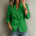 thumbnail image 4 of LAJPXKHY Blazer for Women Lapel Collar Double Breasted Open Front Long Sleeve Lightweight Work Office Jackets(Large,Green), 4 of 5