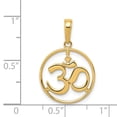 thumbnail image 3 of Real 14kt Yellow Gold Cut-out Round Frame Yoga Om Symbol Pendant; for Adults and Teens; for Women and Men, 3 of 3