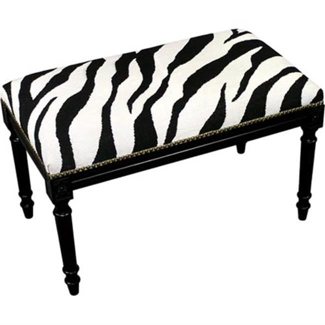 123 Creations C728ABBC Zebra in Black Needlepoint Bench in Black Finish