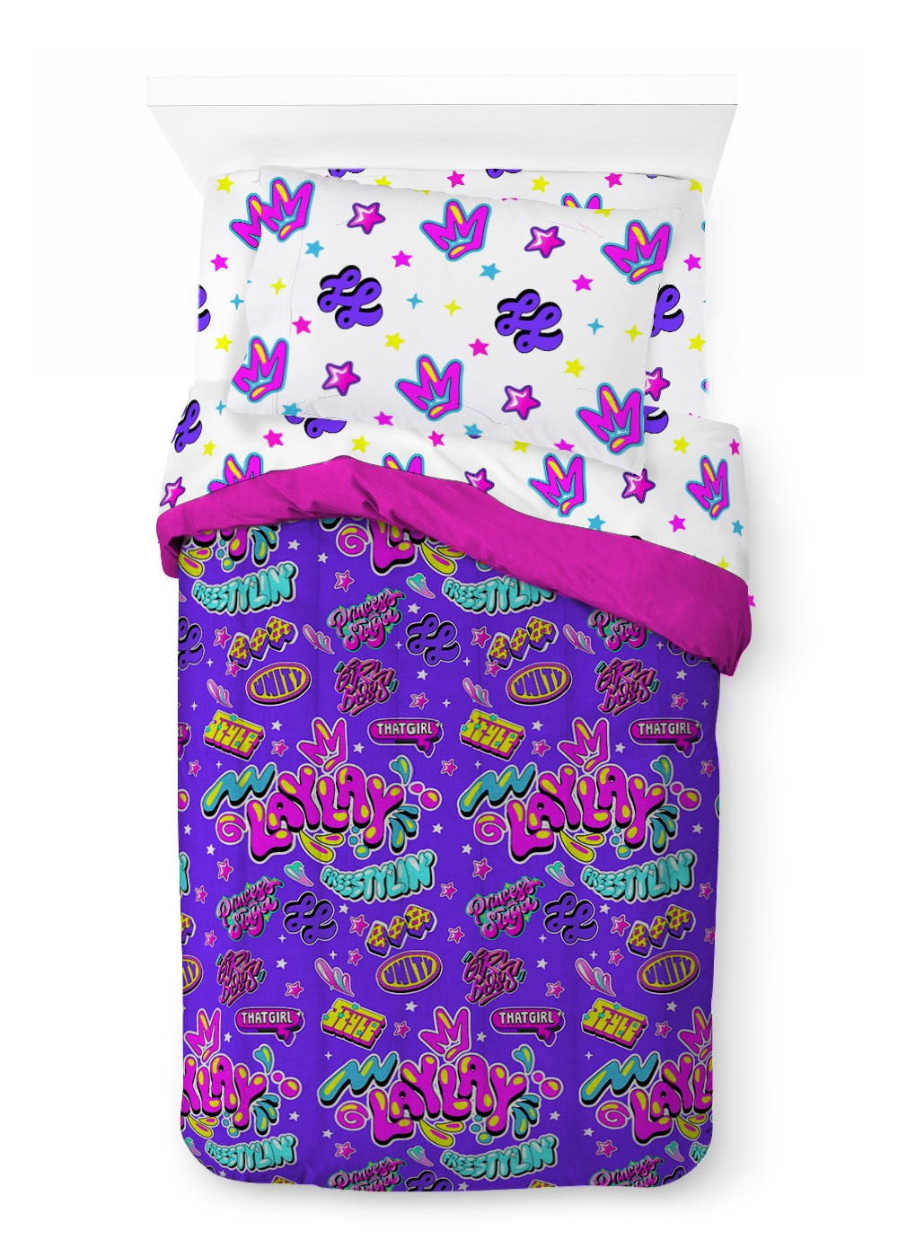 Lay Lay Fresh Kids Twin BedinaBag Set, 86 x 64, Microfiber, Purple