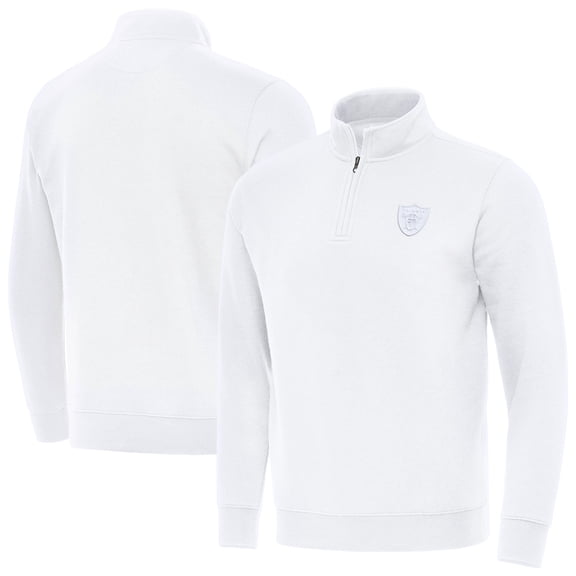 Men's Antigua White Las Vegas Raiders Victory Quarter-Zip Top