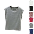 thumbnail image 6 of FAIWAD Womens Summer Tops Crew Neck Sleeveless Ribbed Knit Shirts Solid Color Casual Crop Top, 6 of 6