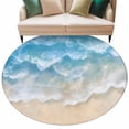 thumbnail image 2 of Abstract Gradient Round Living Room Rugs 8 ft, Beach Blue Water Ripple Scenery Washable Large Area Rug with Non-Slip Sturdy Edge Binding Round Carpet for Dining Room Kitchen Office, 2 of 9