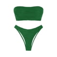 thumbnail image 4 of QURATI Swimwear Ruched Two Piece Bikini: High Waisted Thong Style Vacation Swimwear Set Green XL, 4 of 6