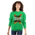 thumbnail image 3 of Merry Christmas Bacon Meat Lover Unisex Plus Fleece Graphic Sweatshirt Brisco Brands 2X, 3 of 5