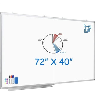 DexBoard Large 60 x 40-in Magnetic Dry Erase Board with Pen Tray| Wall-Mounted Aluminum Message Presentation Memo White Board for Office