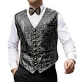 thumbnail image 2 of Miqool Mens Suit Vest Velvet Hot Stamped Waistcoat Formal Paisley Floral Dress Vest for Prom Party, 2 of 6