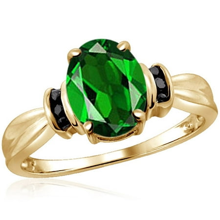 JewelersClub 1.55 Carat T.G.W. Chrome Diopside Gemstone and Black Diamond Accent Ring