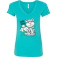 thumbnail image 3 of Inktastic Hello Kitty Cat Women's V-Neck T-Shirt, 3 of 5