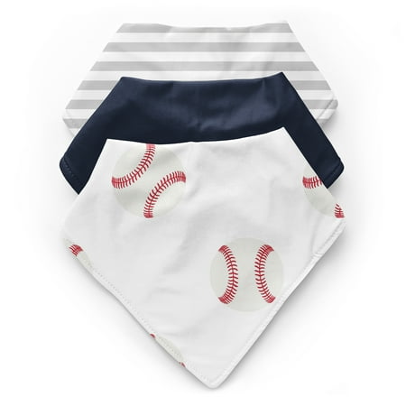 

Baseball Patch Sports Fabric Bandana Baby Bibs (3 Pack Set) by Sweet Jojo Designs