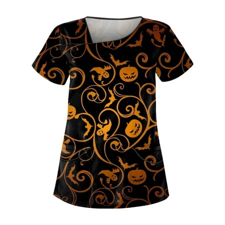 

Umitay nurse scrubs for women Women s Casual Printed Short Sleeve Workwear With Double Pocket Top
