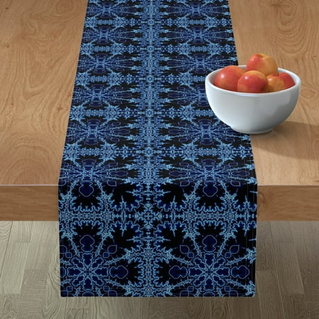

Cotton Sateen Table Runner 72 - Lace Blue Black Ice Floral Snowflakes Geometric Print Custom Table Linens by Spoonflower