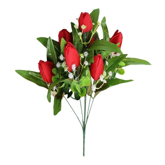 Simulated Tulip Bouquet Artificial Tulips Flowers Wedding Bouquets With Ribbons Decor Wedding Centerpieces Decoration