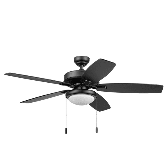 Honeywell Blufton 52" Traditional Black Indoor/Outdoor Ceiling Fan with Light, Pull Chains & Reversible Motor
