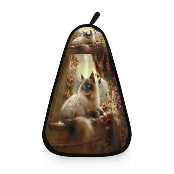 Graceful Siamese Cat Pattern Hanging Towel Hand Towel 16.53x12.20in Quick-Drying for Kitchen and Bathroom Use