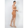 thumbnail image 4 of Saronite Solid Rhinestones Double-layer Adjustable Straps Cami Mini Bodycon Dress, Mocha (Women's), 4 of 5